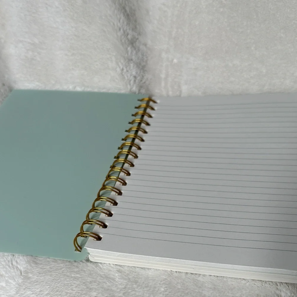 Notes Green & Gold Spiral Journal Doodle Sketch Notebook NWT lines dots blank